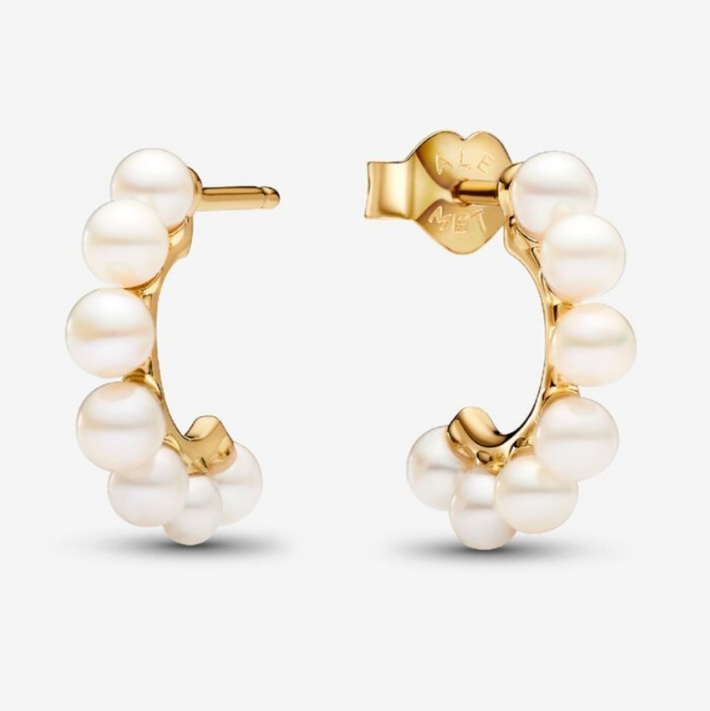 Pandora Treated Freshwater Cultured Pearls Open Hoop Earrings Nwt